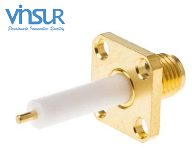 115214B0 -- RF CONNECTOR - 50OHMS, SMA FEMALE, STRAIGHT, 4 HOLE FLANGE, 14MM EXTENDED TEFLON, ROUND POST